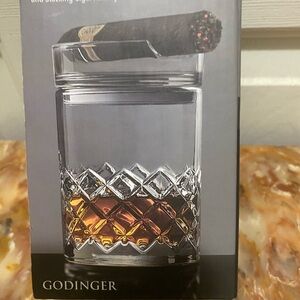 Godinger Crystal Glass with Cigar Holder